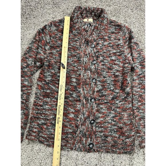 Woolrich‎ Bouclé Knit Sweater Jacket Women’s S Red Gray Button Front Marled Warm - Picture 3 of 8